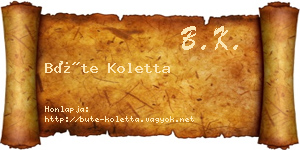 Büte Koletta névjegykártya
